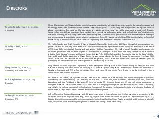 36
Wellgreen Platinum Ltd.
1128 - 1090 West Georgia St.
Vancouver, BC - Canada V6E 3V7
T 604.569.3690 TF 1.888.715.7528 F ...